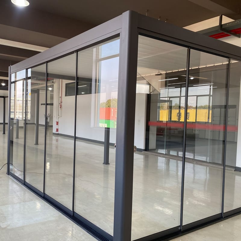 Skjutdörrar i glas för lusthus Mirador-111 3 m - mörkgrå / grå - Trädgård & spabad - Uterum & fritidshus - Byggsats uterum - Uterumspartier & glaspartier - Skjutbar dörr