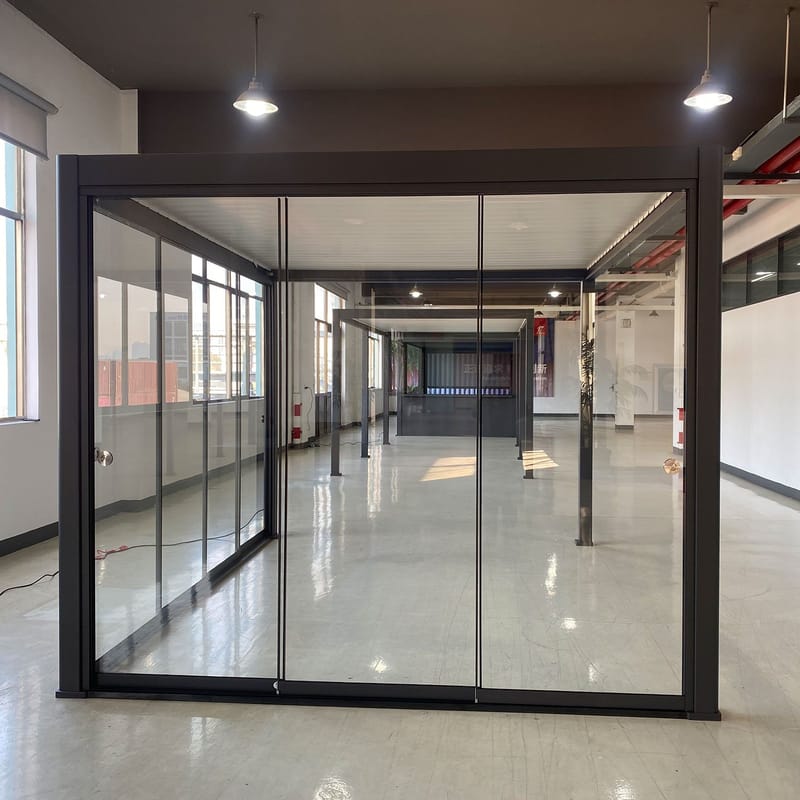 Skjutdörrar i glas för lusthus Mirador-111 3 m - mörkgrå / grå - Trädgård & spabad - Uterum & fritidshus - Byggsats uterum - Uterumspartier & glaspartier - Skjutbar dörr