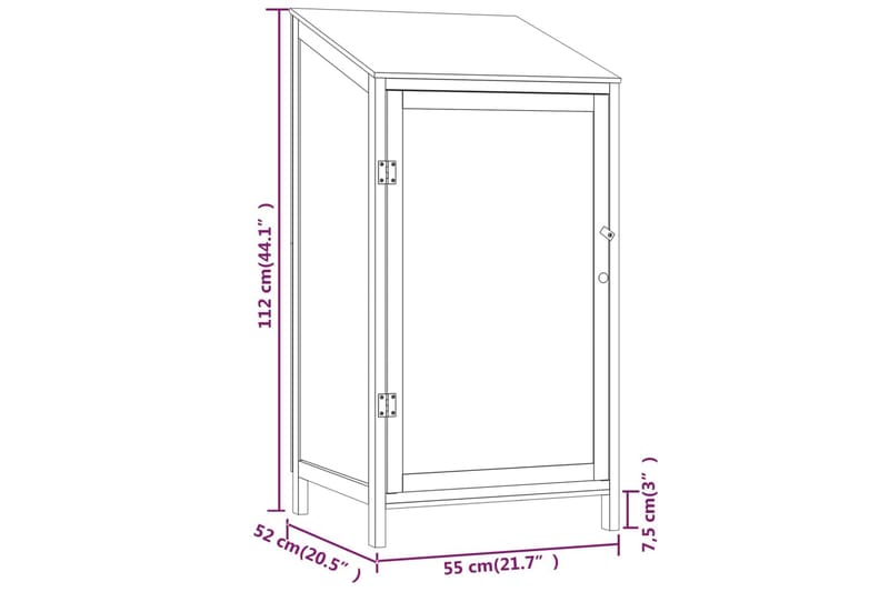 beBasic Trädgårdsbod 55x52x112 cm massivt granträ - Brown - Förrådsbod