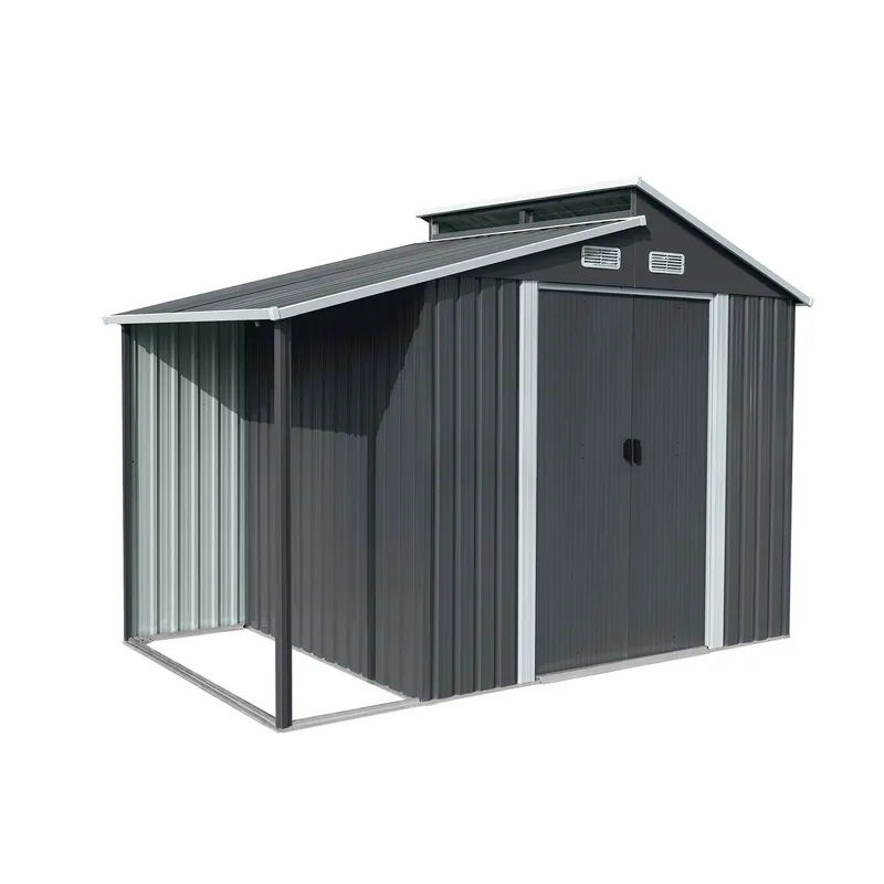 Förråd och redskapsbod 5m² | Dubbel Skjutdörr | 2 i 1 lösning  | Grå - Trädgård & spabad - Uterum & fritidshus - Förråd & bodar - Förrådsbod