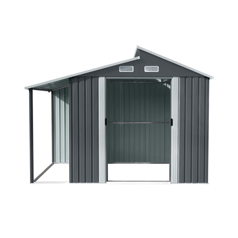 Förråd och redskapsbod 5m² | Dubbel Skjutdörr | 2 i 1 lösning  | Grå - Trädgård & spabad - Uterum & fritidshus - Förråd & bodar - Förrådsbod