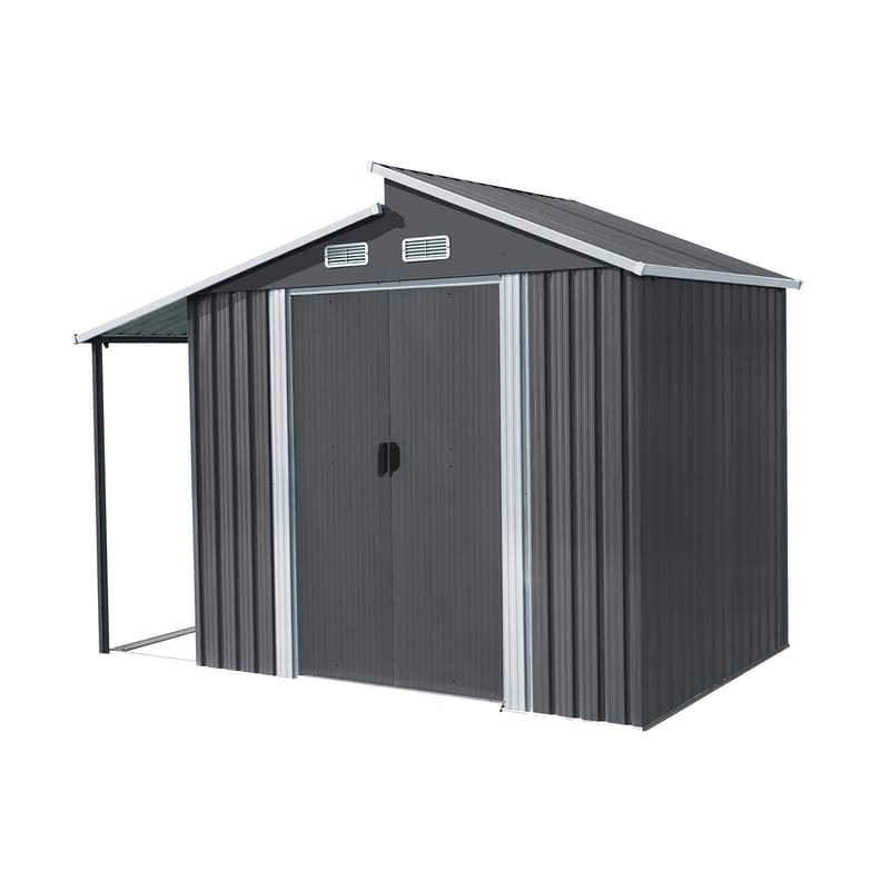 Förråd och redskapsbod 5m² | Dubbel Skjutdörr | 2 i 1 lösning  | Grå - Trädgård & spabad - Uterum & fritidshus - Förråd & bodar - Förrådsbod