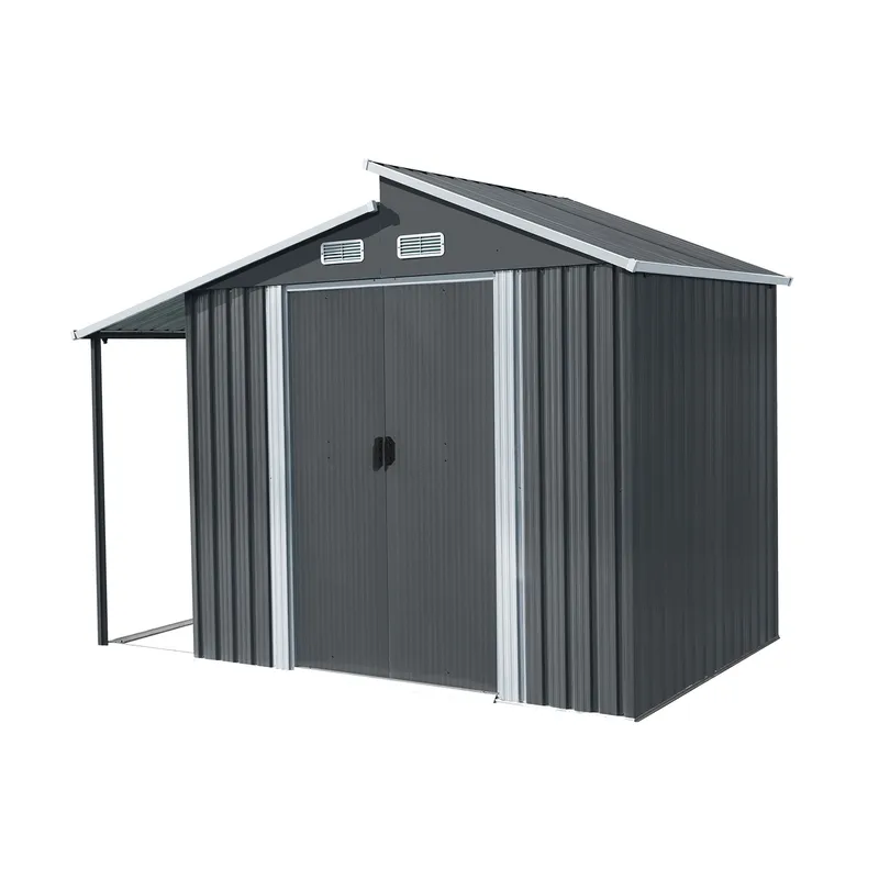 Förråd och redskapsbod 5m² | Dubbel Skjutdörr | 2 i 1 lösning  | Grå - Trädgård & spabad - Uterum & fritidshus - Förråd & bodar - Förrådsbod
