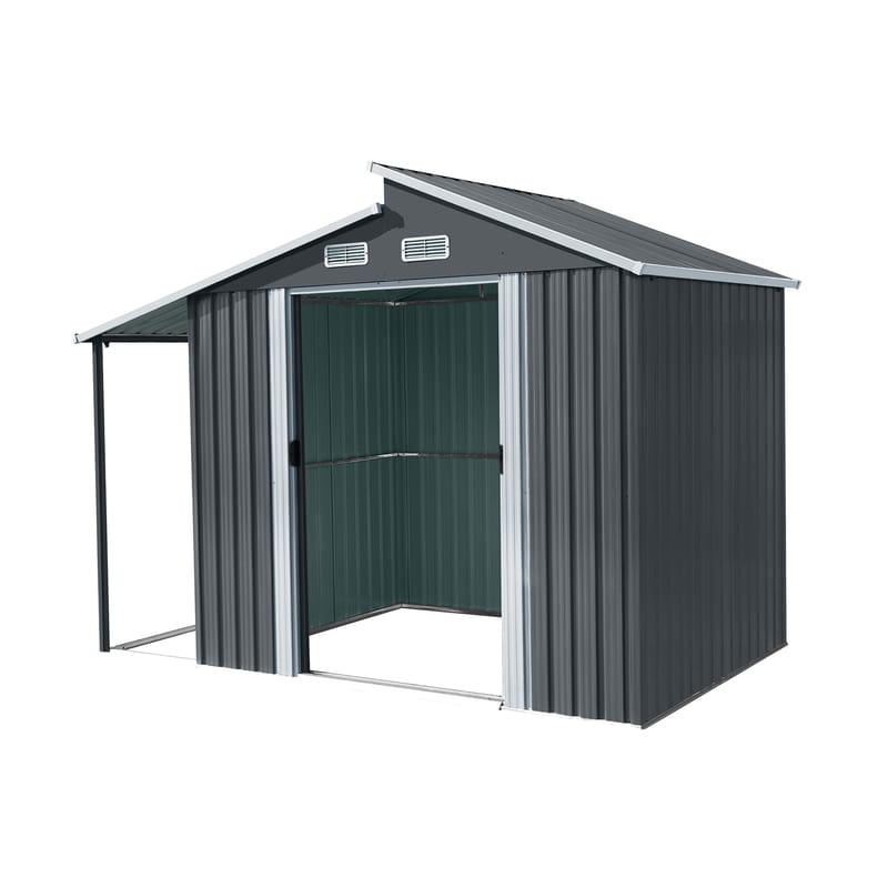 Förråd och redskapsbod 5m² | Dubbel Skjutdörr | 2 i 1 lösning  | Grå, undefined