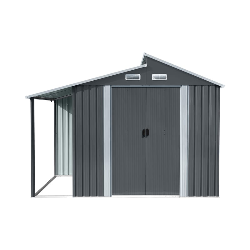 Förråd och redskapsbod 5m² | Dubbel Skjutdörr | 2 i 1 lösning  | Grå - Trädgård & spabad - Uterum & fritidshus - Förråd & bodar - Förrådsbod