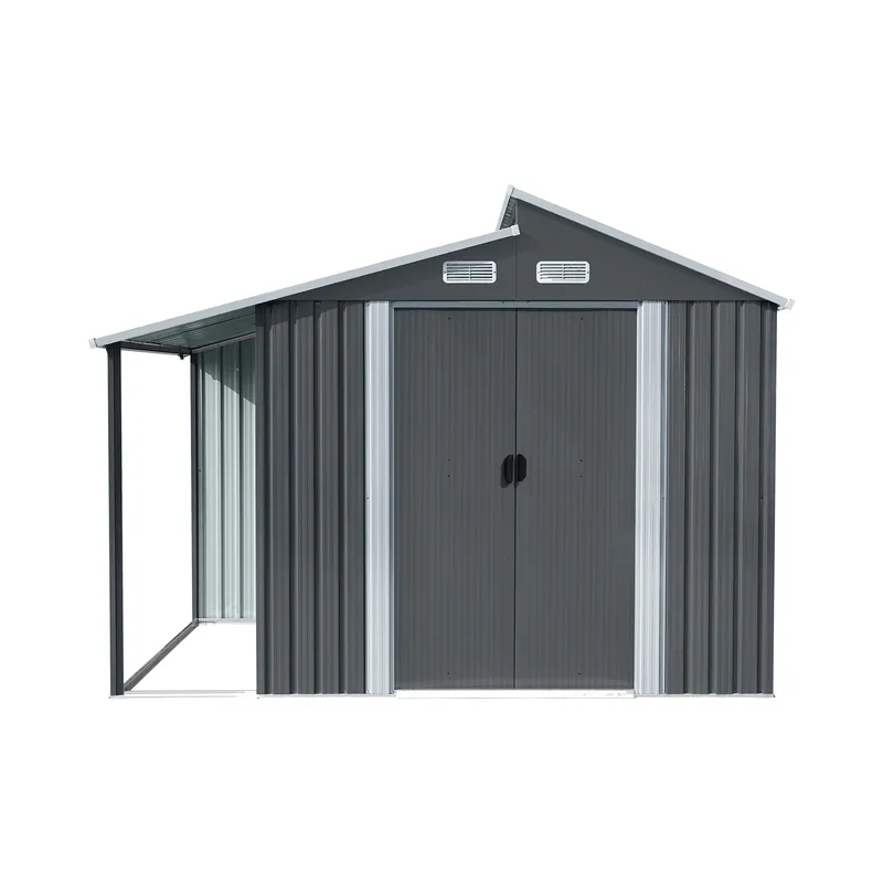 Förråd och redskapsbod 5m² | Dubbel Skjutdörr | 2 i 1 lösning  | Grå - Trädgård & spabad - Uterum & fritidshus - Förråd & bodar - Förrådsbod
