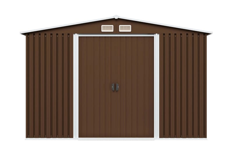 Förvaringsbod brun 257x205x178 cm stål - Brun - Trädgård & spabad - Uterum & fritidshus - Förråd & bodar - Förrådsbod