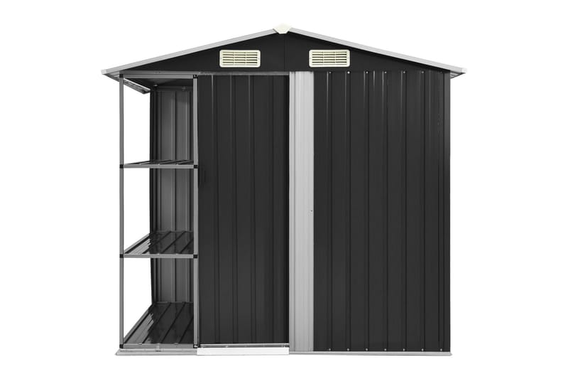 Trädgårdsbod med hylla antracit 205x130x183 cm järn - Grå - Trädgård & spabad - Uterum & fritidshus - Förråd & bodar - Förrådsbod