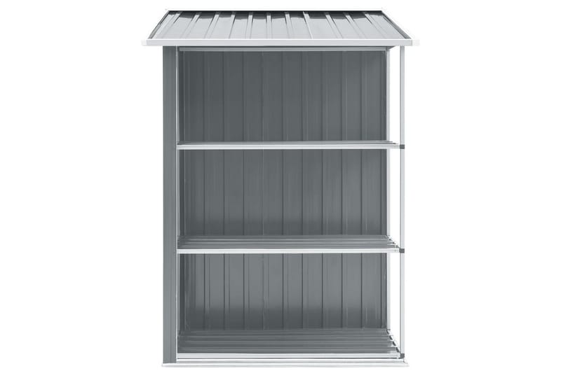 Trädgårdsbod med hylla grå 205x130x183 cm järn - Grå - Trädgård & spabad - Uterum & fritidshus - Förråd & bodar - Förrådsbod