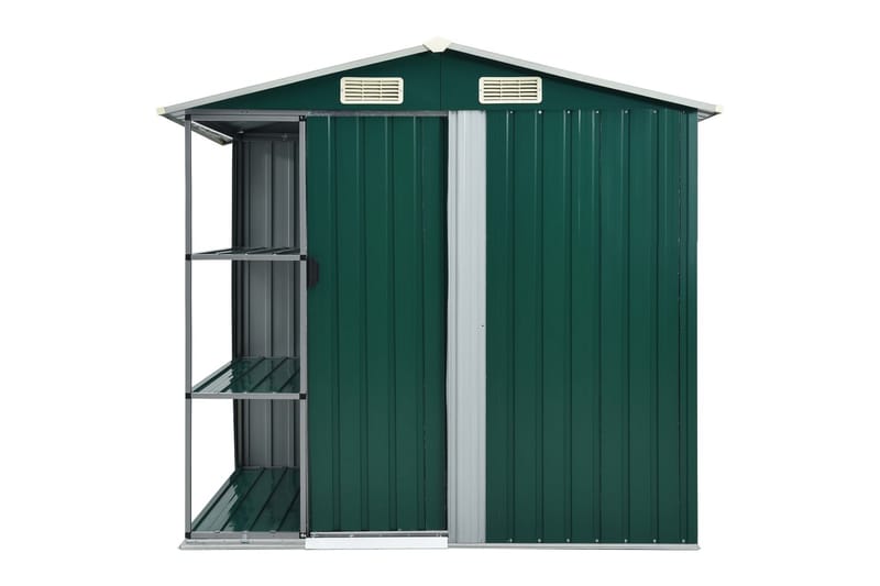 Tr�ädgårdsbod med hylla grön 205x130x183 cm järn - Grön - Trädgård & spabad - Uterum & fritidshus - Förråd & bodar - Förrådsbod