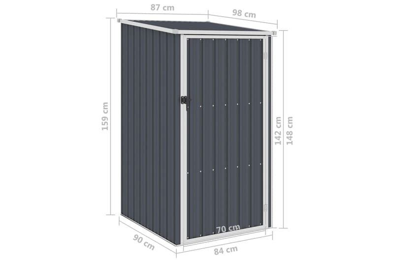 Trädgårdsskjul antracit 87x98x159 cm galvaniserat stål - Grå - Förrådsbod