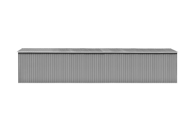 Trädgårdsskjul grå 257x990x181 cm galvaniserat stål - Grå - Förrådsbod