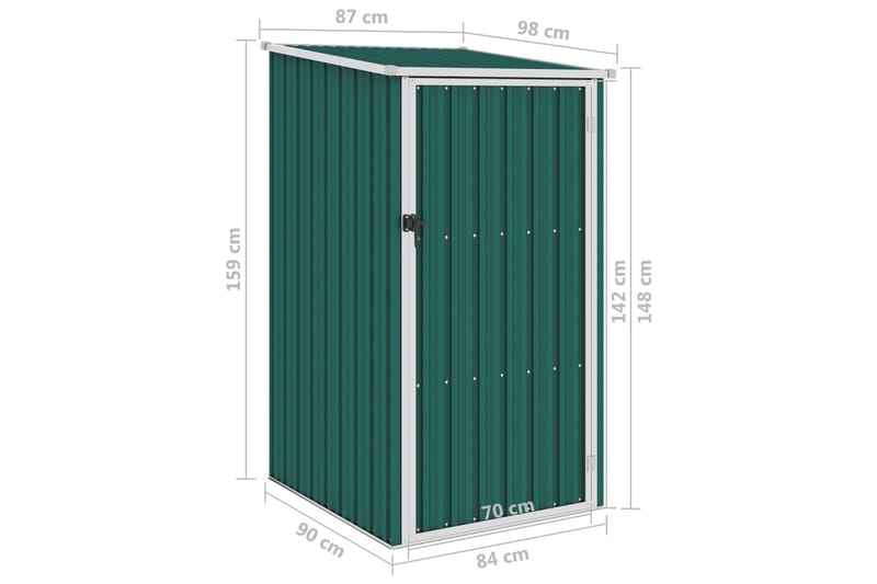 Trädgårdsskjul grön 87x98x159 cm galvaniserat stål - Grön - Trädgård & spabad - Uterum & fritidshus - Förråd & bodar - Förrådsbod