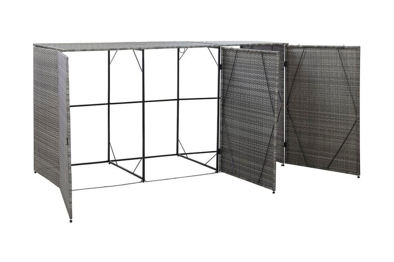 Trippelt skjul för soptunnor antracit 229x78x120cm konstrott - Grå - Trädgård & spabad - Uterum & fritidshus - Förråd & bodar - Förrådsbod