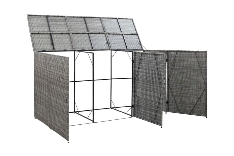 Trippelt skjul för soptunnor antracit 229x78x120cm konstrott - Grå - Trädgård & spabad - Uterum & fritidshus - Förråd & bodar - Förrådsbod