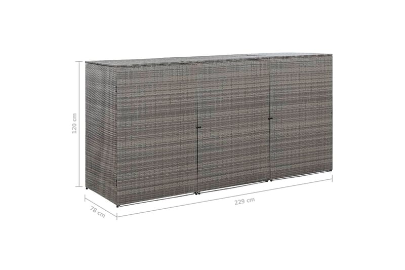 Trippelt skjul för soptunnor antracit 229x78x120cm konstrott - Grå - Trädgård & spabad - Uterum & fritidshus - Förråd & bodar - Förrådsbod