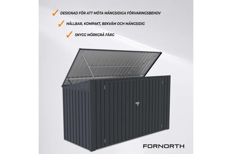 Fornorth Sopskjul 237x101x131 cm - Mörkgrå - Trädgård & spabad - Uterum & fritidshus - Förråd & bodar - Soptunneskydd