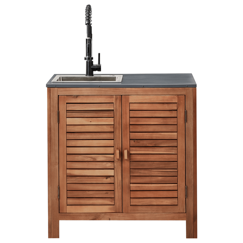 Köksskåp med Vask För Utomhusbruk Brucoli Akaciaträ 80 cm - Brun/Grå/Svart/Silver - Trädgård & spabad - Grillar & matlagning utomhus - Utekök - Färdiga utekök
