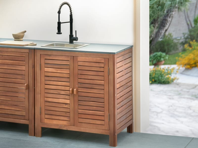 Köksskåp med Vask För Utomhusbruk Brucoli Akaciaträ 80 cm - Brun/Grå/Svart/Silver - Trädgård & spabad - Grillar & matlagning utomhus - Utekök - Färdiga utekök