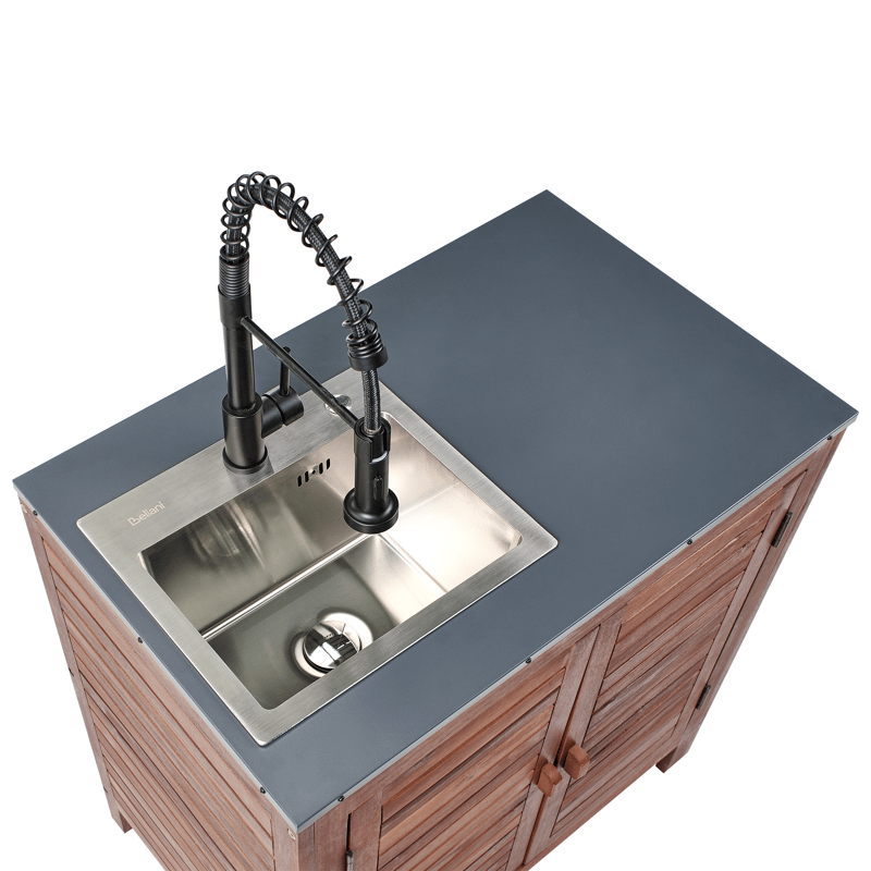 Köksskåp med Vask För Utomhusbruk Brucoli Akaciaträ 80 cm - Brun/Grå/Svart/Silver - Trädgård & spabad - Grillar & matlagning utomhus - Utekök - Färdiga utekök