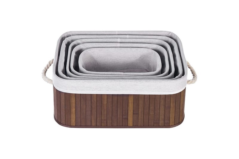 Korg Talpe set om 5 Brun/Vit - Brun/Vit - Förvaring - Småförvaring - Förvaringskorgar - Flätad korg & rottingkorg