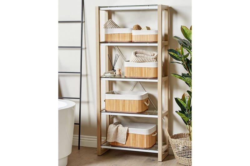 Korg Talpe set om 5 Ljus trä/vit - Ljus trä/vit - Trädgård & spabad - Uterum & fritidshus - Förråd & bodar - Förrådsbod