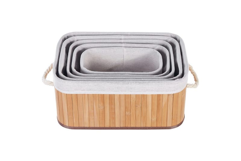 Korg Talpe set om 5 Ljus trä/vit - Ljus trä/vit - Trädgård & spabad - Uterum & fritidshus - Förråd & bodar - Förrådsbod