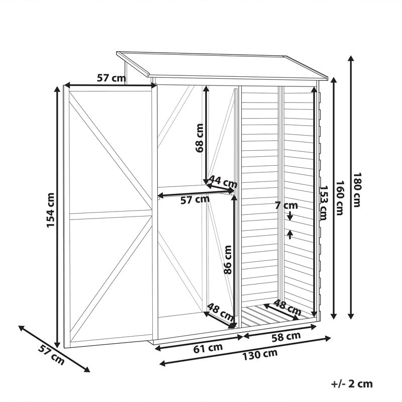 Redskapsförråd Cengio 57x130 cm - Grå/Svart - Trädgård & spabad - Uterum & fritidshus - Förråd & bodar - Förrådsbod