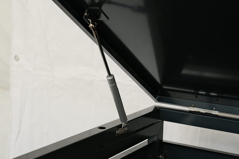 Soptunneskjul 1 kärl | Låsbar | Gasfjäder & ventilation | Mörkgrå metall - Mörkgrå med svart detaljfinish - Trädgård & spabad - Uterum & fritidshus - Förråd & bodar - Soptunneskydd