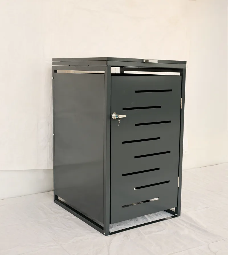 Soptunneskjul 1 kärl | Låsbar | Gasfjäder & ventilation | Mörkgrå metall, Mörkgrå med svart detaljfinish