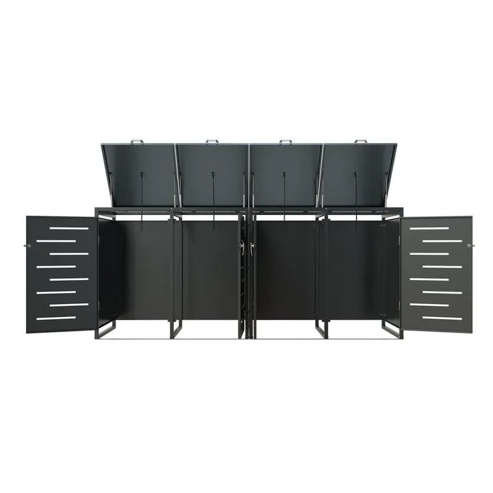 Soptunneskjul 2 kärl | Låsbart | Gasfjäder & ventilation | Mörkgrå - Trädgård & spabad - Uterum & fritidshus - Förråd & bodar - Soptunneskydd