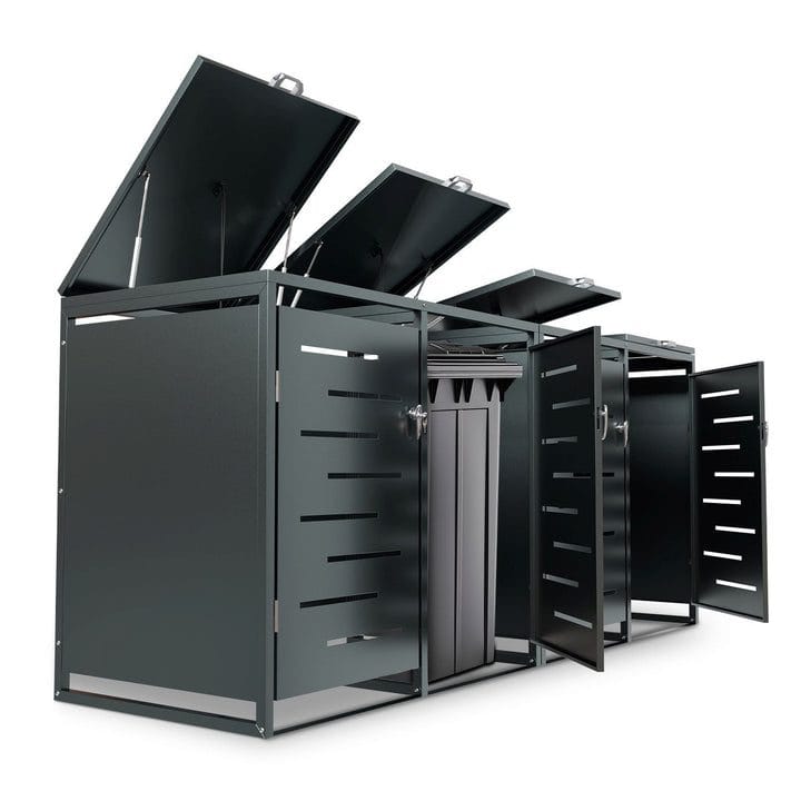 Soptunneskjul 2 kärl | Låsbart | Gasfjäder & ventilation | Mörkgrå - Trädgård & spabad - Uterum & fritidshus - Förråd & bodar - Soptunneskydd
