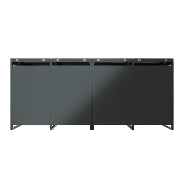 Soptunneskjul 2 kärl | Låsbart | Gasfjäder & ventilation | Mörkgrå - Trädgård & spabad - Uterum & fritidshus - Förråd & bodar - Soptunneskydd