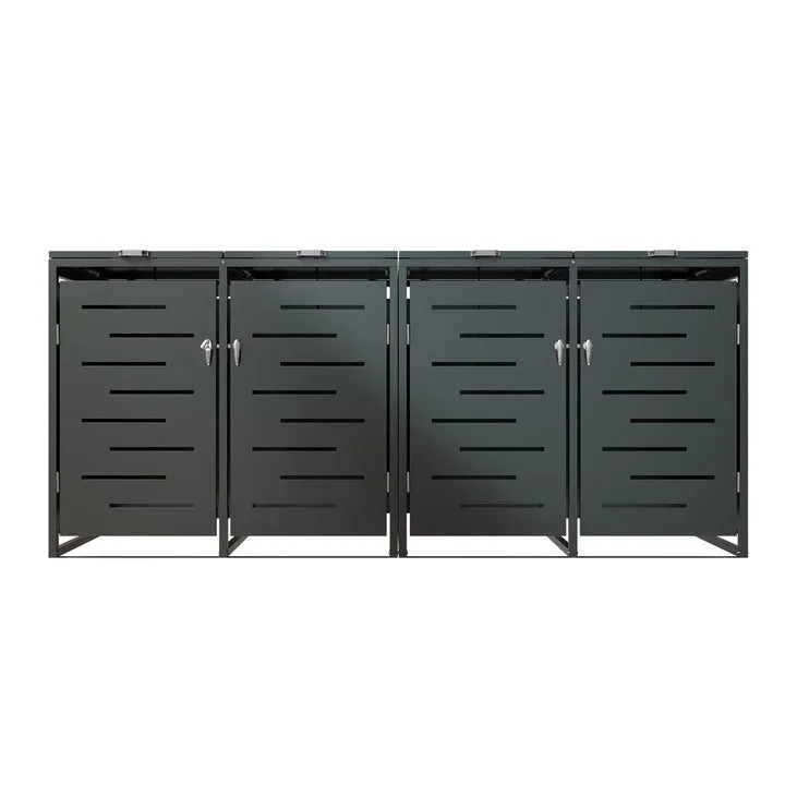 Soptunneskjul 2 kärl | Låsbart | Gasfjäder & ventilation | Mörkgrå, undefined