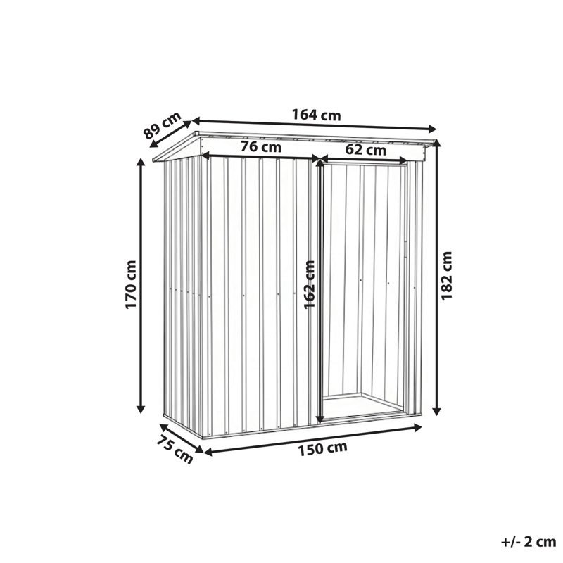 Trädgårdsskjul Aisone 89x150 cm - Grå/Vit - Trädgård & spabad - Uterum & fritidshus - Förråd & bodar - Redskapsbod & trädgårdsskjul
