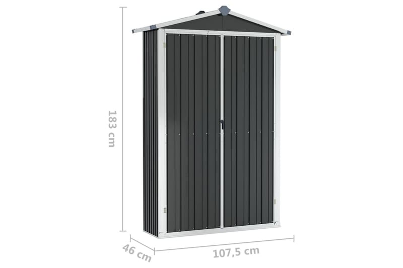 Trädgårdsskjul antracit 107,5x46x183 cm galvaniserat stål - Antracit - Trädgård & spabad - Uterum & fritidshus - Förråd & bodar - Förrådsbod