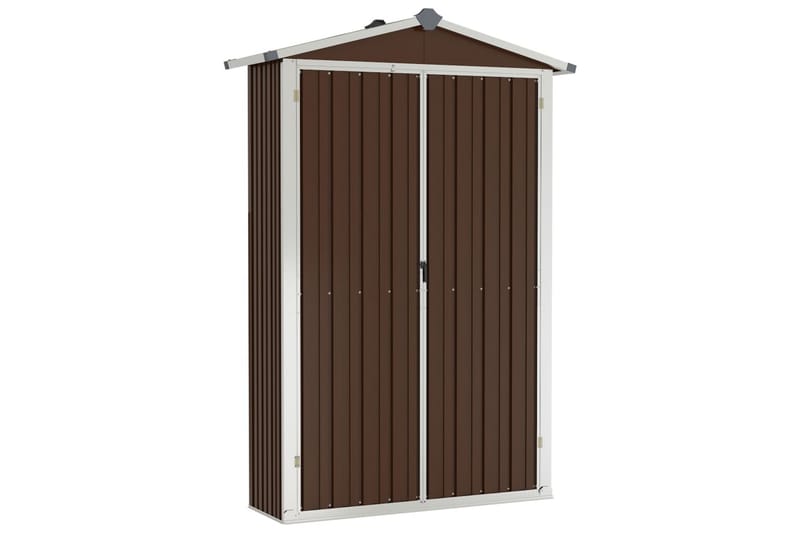 Trädgårdsskjul brun 107,5x46x183 cm galvaniserat stål - Brun - Trädgård & spabad - Uterum & fritidshus - Förråd & bodar - Förrådsbod
