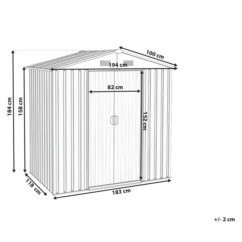 Trädgårdsskjul Cirella 118x194 cm - Grå/Vit - Trädgård & spabad - Uterum & fritidshus - Förråd & bodar - Redskapsbod & trädgårdsskjul