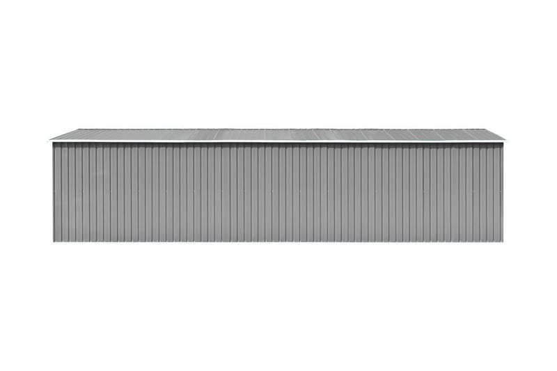 Trädgårdsskjul grå 257x779x181 cm galvaniserat stål - Grå - Förrådsbod