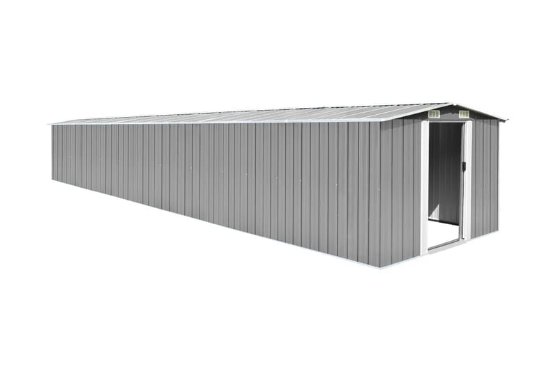 Trädgårdsskjul grå 257x779x181 cm galvaniserat stål - Grå - Trädgård & spabad - Uterum & fritidshus - Förråd & bodar - Förrådsbod