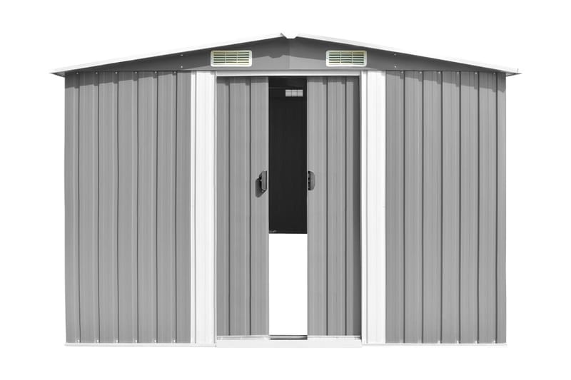 Trädgårdsskjul grå 257x779x181 cm galvaniserat stål - Grå - Trädgård & spabad - Uterum & fritidshus - Förråd & bodar - Förrådsbod