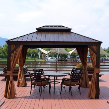 Paviljong Sunsetia 3,65x4,85x2/2,7M - brun/beige - Trädgård & spabad - Uterum & fritidshus - Lusthus & gazebo