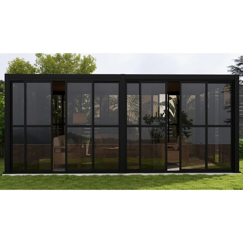 PC skjutvägg för paviljong Mirador-111 4 m - Mörkgrå - Trädgård & spabad - Uterum & fritidshus - Lusthus & gazebo