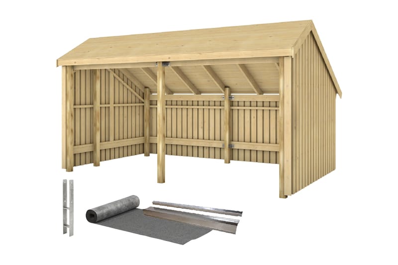 PLUS Multi Trädgårdshus 10,5 m² - 2 Moduler Öppen - Grå - Trädgård & spabad - Uterum & fritidshus - Stugor