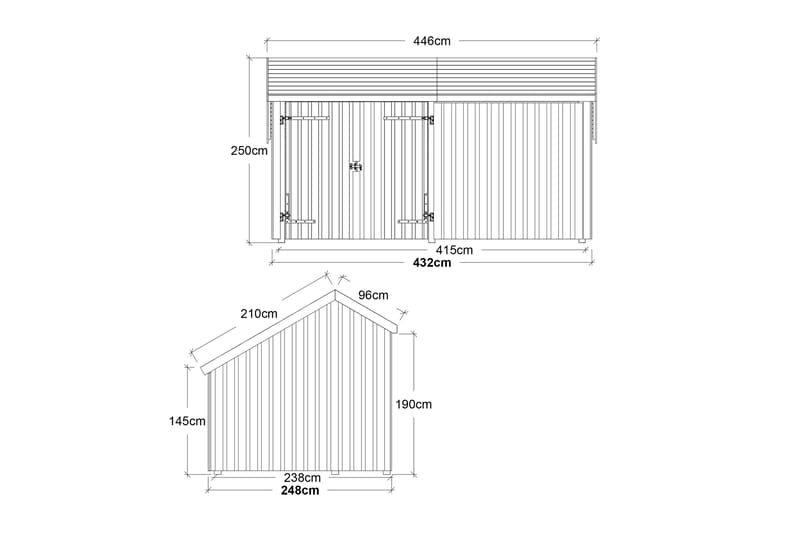 PLUS Multi Trädgårdshus 10,5 m² - 2 Moduler med Dubbeldörr - Grå - Trädgård & spabad - Uterum & fritidshus - Stugor