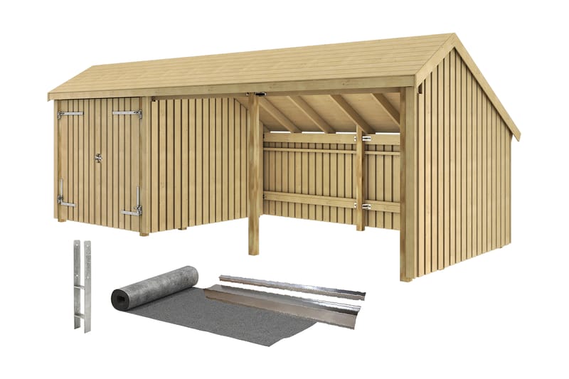 PLUS Multi Trädgårdshus 15,5 m² - 3 Moduler med Dubbeldörr - Grå - Trädgård & spabad - Uterum & fritidshus - Stugor