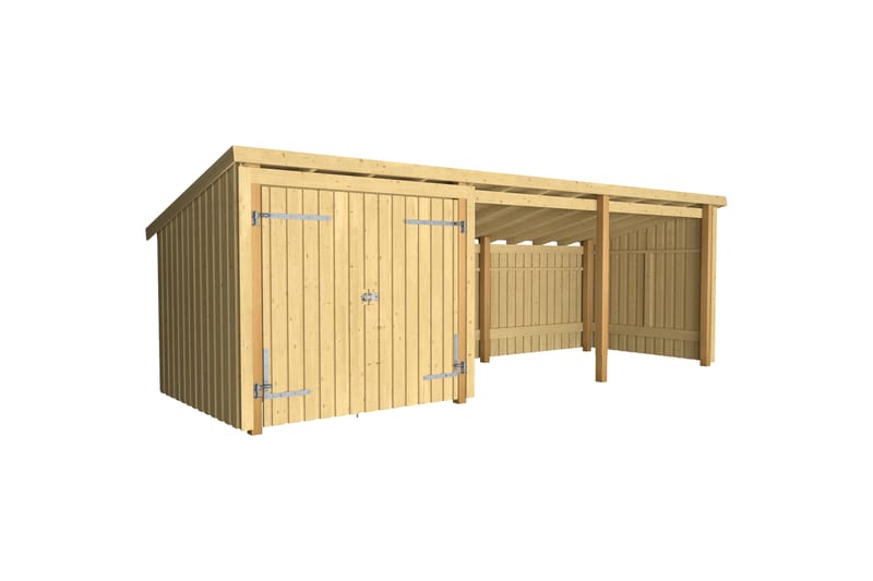 PLUS Nordic Multi Trädgårdshus 14 m² - 3 Moduler med Dubbeld - Grå - Trädgård & spabad - Uterum & fritidshus - Stugor