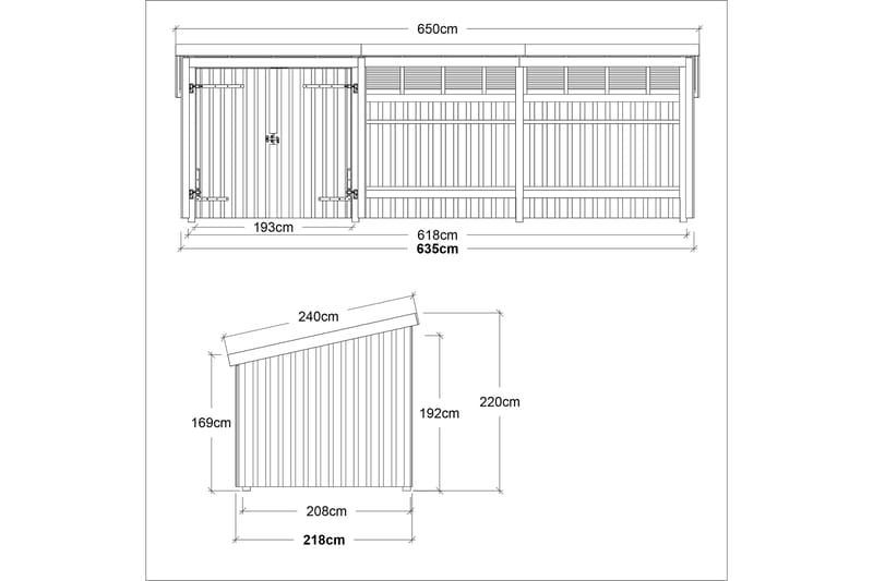 PLUS Nordic Multi Trädgårdshus 14 m² - 3 Moduler med Dubbeld - Grå - Friggebod