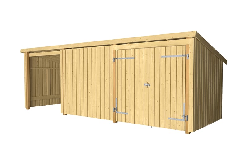 PLUS Nordic Multi Trädgårdshus 14 m² - 3 Moduler med Dubbeld - Grå - Trädgård & spabad - Uterum & fritidshus - Stugor