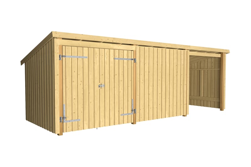 PLUS Nordic Multi Trädgårdshus 14 m² - 3 Moduler med Dubbeld - Grå - Trädgård & spabad - Uterum & fritidshus - Stugor